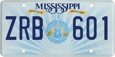 MS license plate ZRB601