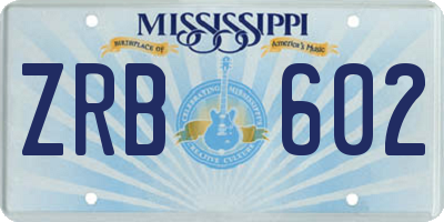 MS license plate ZRB602