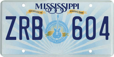 MS license plate ZRB604