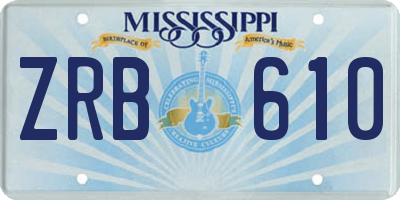 MS license plate ZRB610