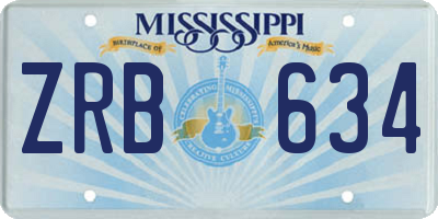 MS license plate ZRB634