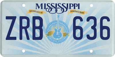 MS license plate ZRB636