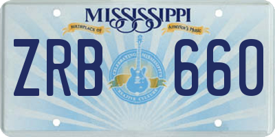 MS license plate ZRB660