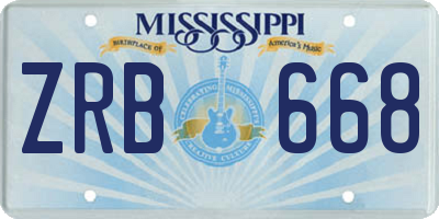 MS license plate ZRB668
