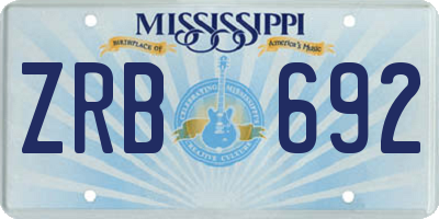 MS license plate ZRB692