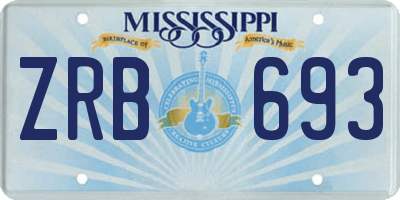 MS license plate ZRB693