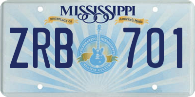 MS license plate ZRB701