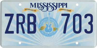 MS license plate ZRB703