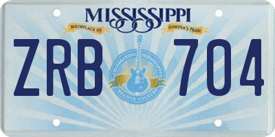 MS license plate ZRB704