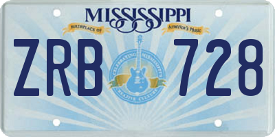 MS license plate ZRB728