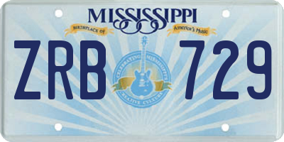 MS license plate ZRB729