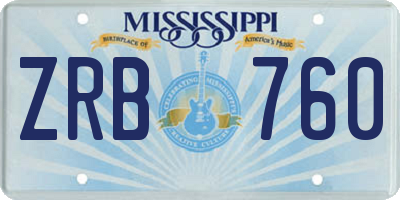 MS license plate ZRB760