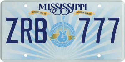 MS license plate ZRB777