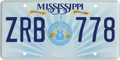 MS license plate ZRB778