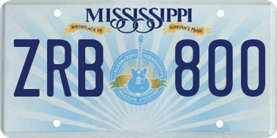 MS license plate ZRB800