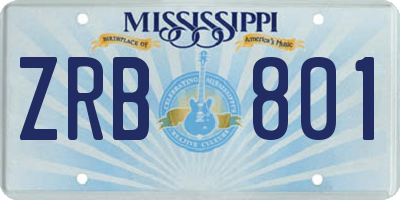 MS license plate ZRB801
