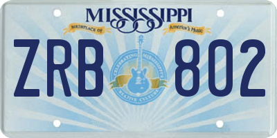 MS license plate ZRB802