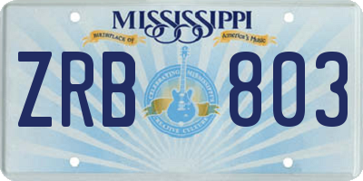 MS license plate ZRB803
