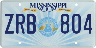 MS license plate ZRB804