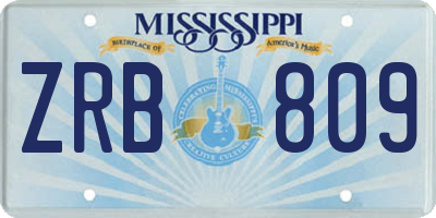 MS license plate ZRB809