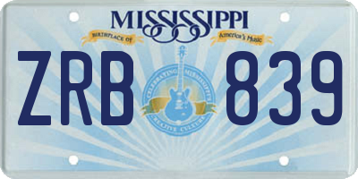 MS license plate ZRB839