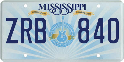 MS license plate ZRB840