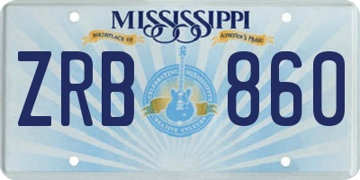 MS license plate ZRB860