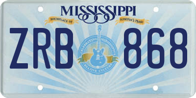 MS license plate ZRB868