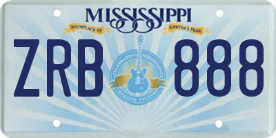 MS license plate ZRB888