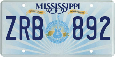 MS license plate ZRB892
