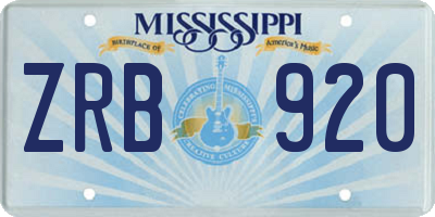 MS license plate ZRB920