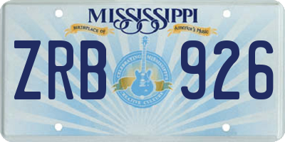 MS license plate ZRB926