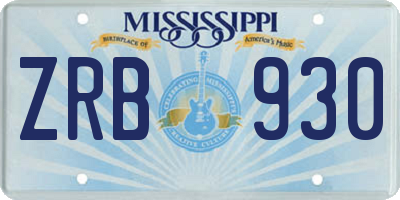 MS license plate ZRB930