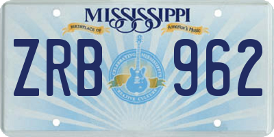 MS license plate ZRB962