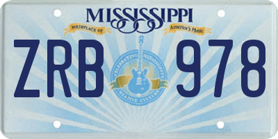 MS license plate ZRB978