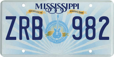 MS license plate ZRB982