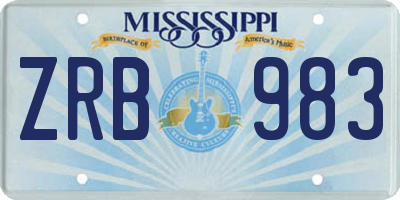 MS license plate ZRB983