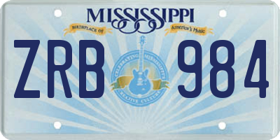MS license plate ZRB984