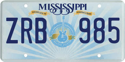 MS license plate ZRB985