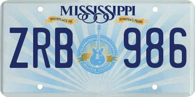 MS license plate ZRB986
