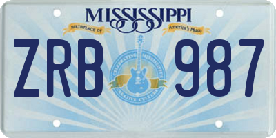 MS license plate ZRB987