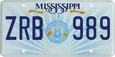 MS license plate ZRB989