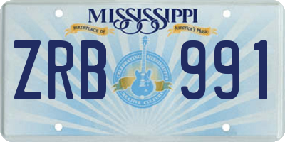 MS license plate ZRB991