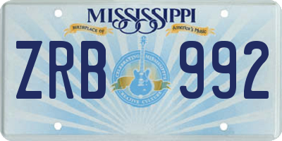 MS license plate ZRB992