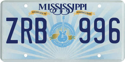 MS license plate ZRB996