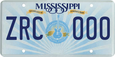 MS license plate ZRC000