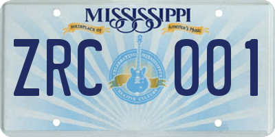 MS license plate ZRC001