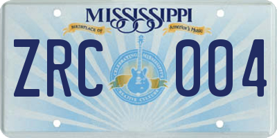MS license plate ZRC004