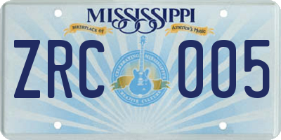 MS license plate ZRC005