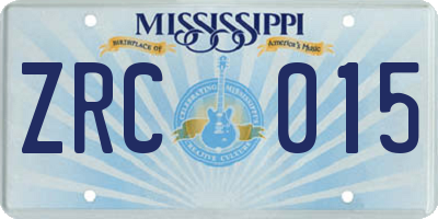 MS license plate ZRC015